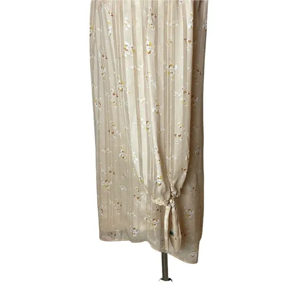 Wayf Dress Women Large Cream‎ Off The Shoulder Long Sleeve Floral Flowy Tunic - Image 5