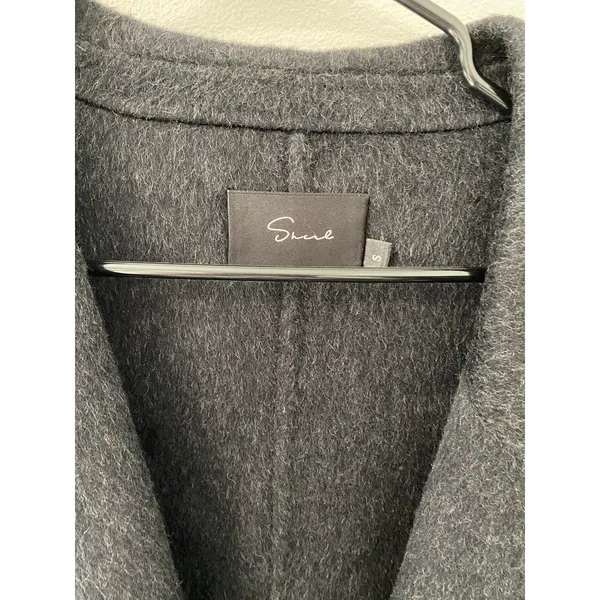 Sherl Studio Gray Wool Blend Belted Wrap Coat Women's Small - Image 4