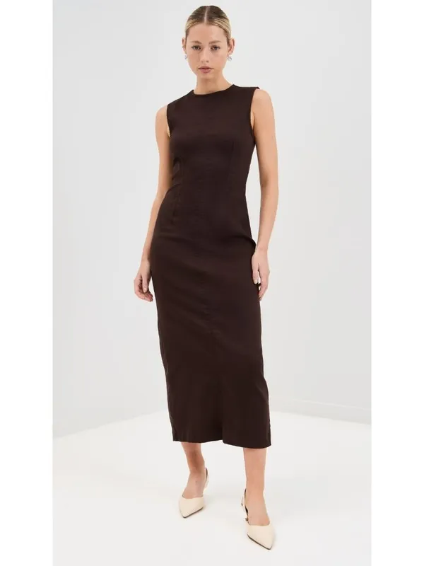 NWT Reformation Kendi Denim Midi in Washed Black Sleeveless Stretch Dress 10 - Image 11