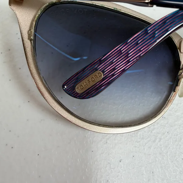 Tom Ford 56mm Sunglasses Nina TF373 Black Gold Cat Eye Gradient Italy Luxury - Image 5