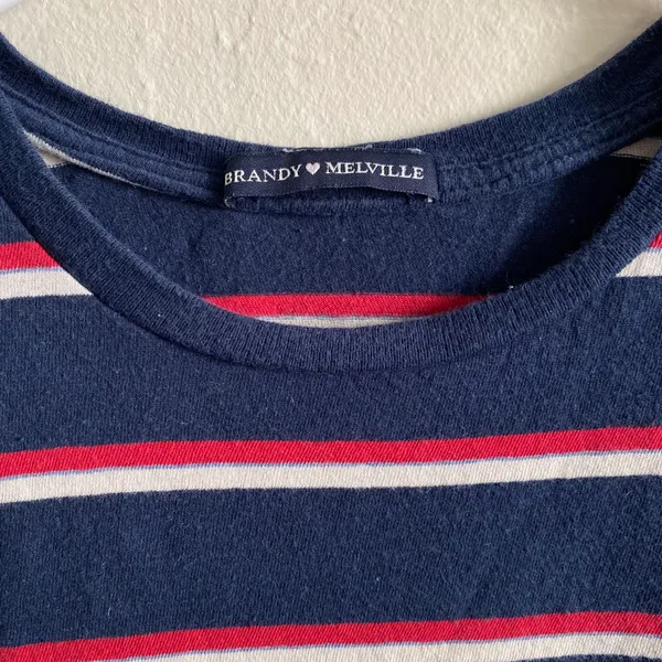 Brandy Melville Jamie Striped Tee in Navy - Image 3