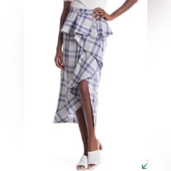 Endless Rose Blue Plaid Peplum  Wrap Skirt - Image 2