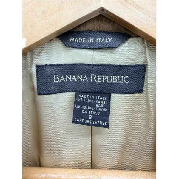 Banana Republic 100% Camel Hair Blazer Made in Italy Tan Double Breasted Size 8 - Image 4