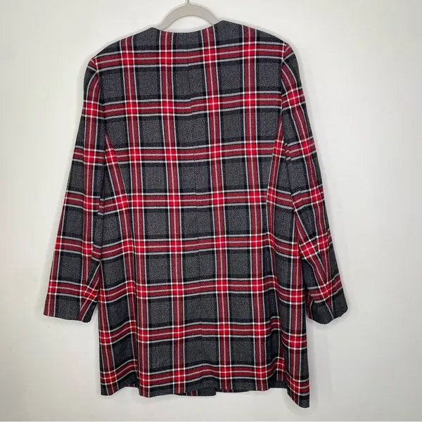 Nine West plaid over coat/blazer in size 16 red gray white - Image 2