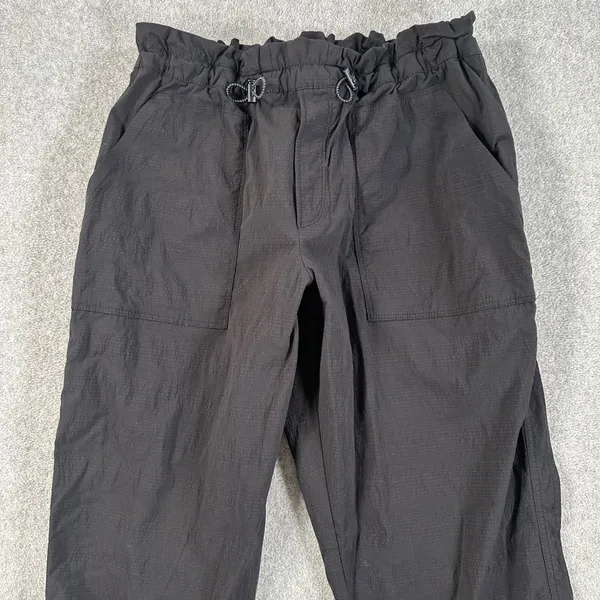 Athleta Drawstring Utility Straight Leg Active Pants Women's 10 Black Pockets - Image 2