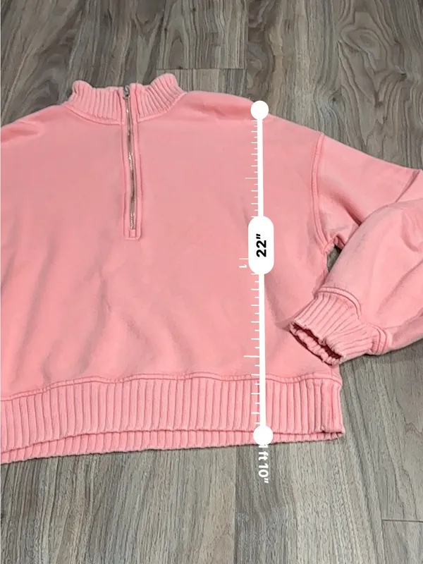 aerie Coral Half-Zip Cropped Sweatshirt - Image 10