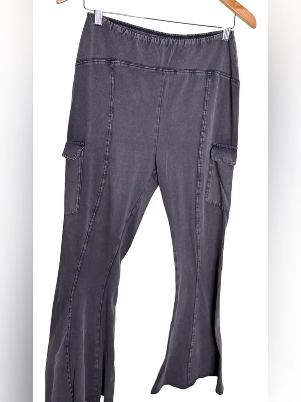 Out From Under Aria Cargo Flare Pants Washed Grey Medium Lounge Urban Outfitters - Image 6