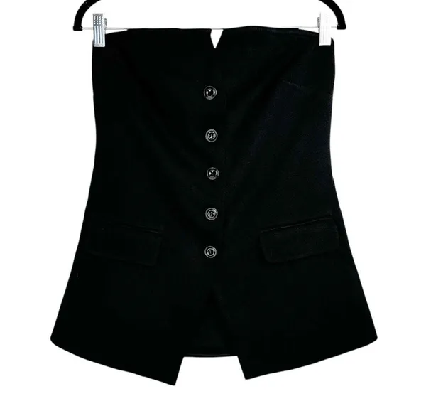 NWT Commense Button Down Tube Top Sz Medium Black - Image 2