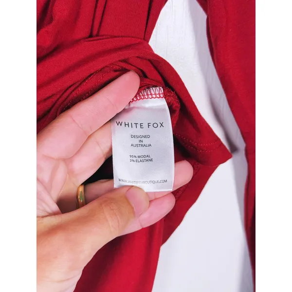 White Fox Sweetheart Ruched Long Sleeve Top Size XS Red Romantic Going Out Party - Image 9