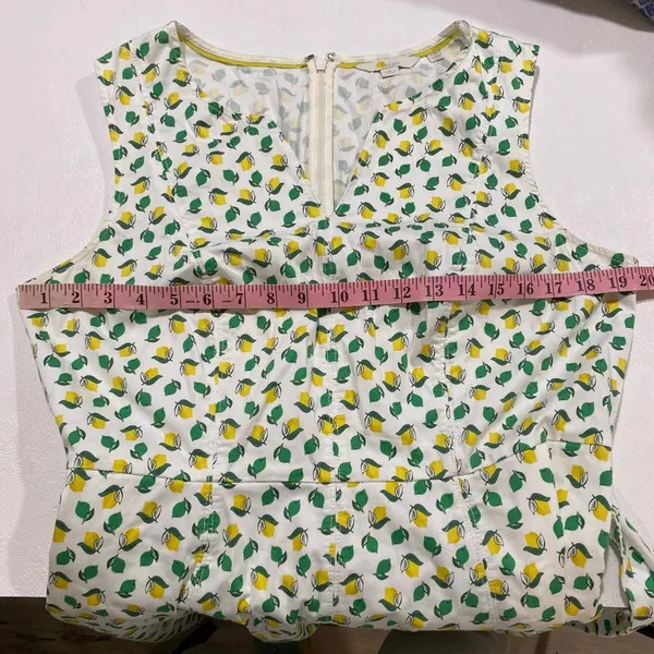 Boden Dress US 12R Lemon Print Fit & Flare Belted Summer Sundress - Image 4