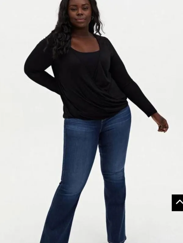 Torrid Knit Rayon Span Surplice Lace Back Long Sleeve Top Size 3X - Image 8