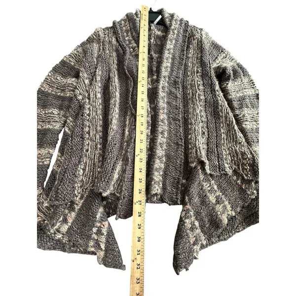 Free People Runaway Love‎ Crochet Chunky Knit Small Brown Cardigan Sweater #HR-6 - Image 8