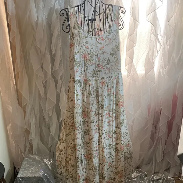 Frye L floral button down pockets Floral Maxi Dress - Image 3