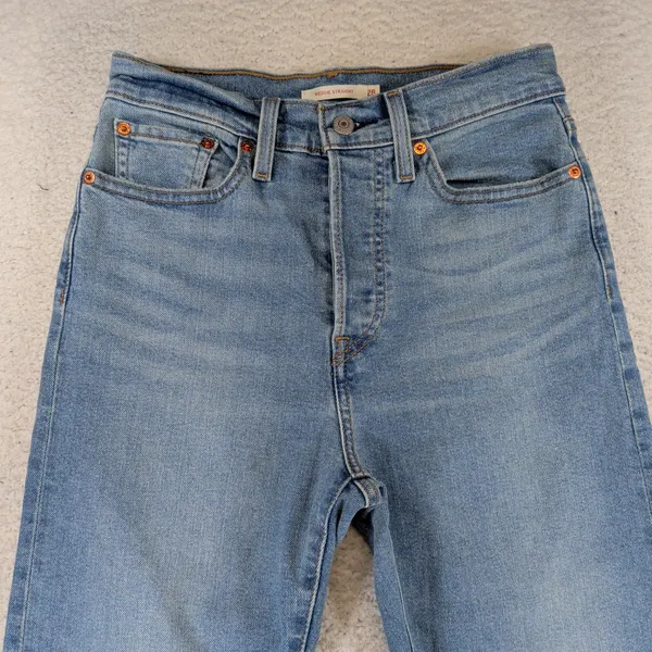 Levis Wedgie Straight High Rise Button Fly Blue Denim Jeans 28x28 34964-0263 - Image 7