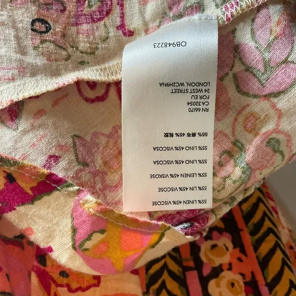 Free People "Summer in Tulum Floral Printed Linen Tunic Top - Size M⁠ - Image 6