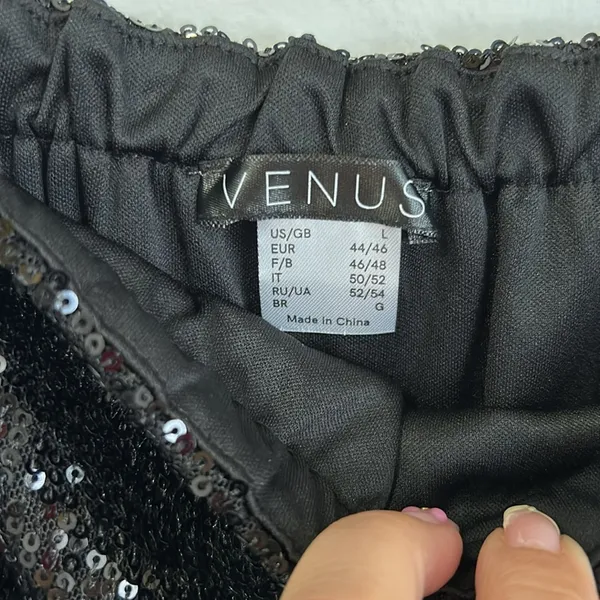 Venus Black Sequin mini Skirt - Image 3