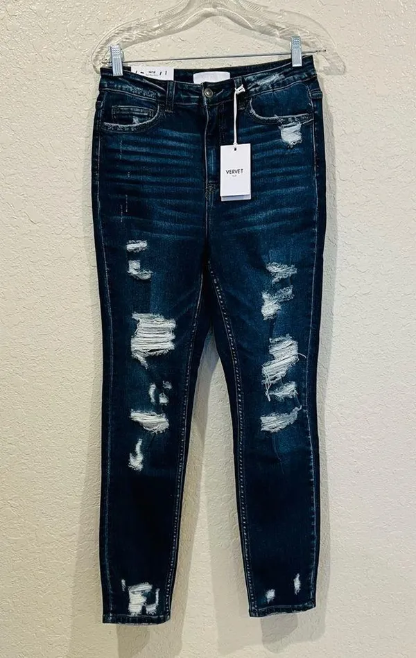 Vervet Haylie Women's Blue Denim Jeans NWT- Size 29 Distressed New #163 - Image 4