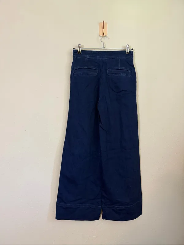 Anthropologie‎ Maeve Sailor Wide Leg Jeans Dark Wash Flare Size 27 Tall - Image 6