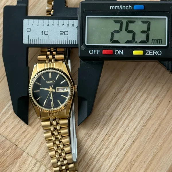 Seiko SQ Presidential Vintage Ladies Watch Black Dial Gold Plated Case Bracelet - Image 13