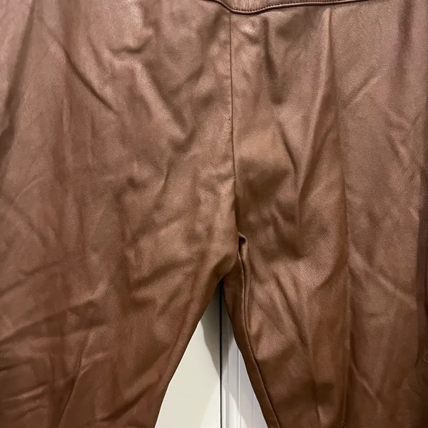 Paper Crown Tan Vegan Leather Leggings Size Small $218 - Image 3