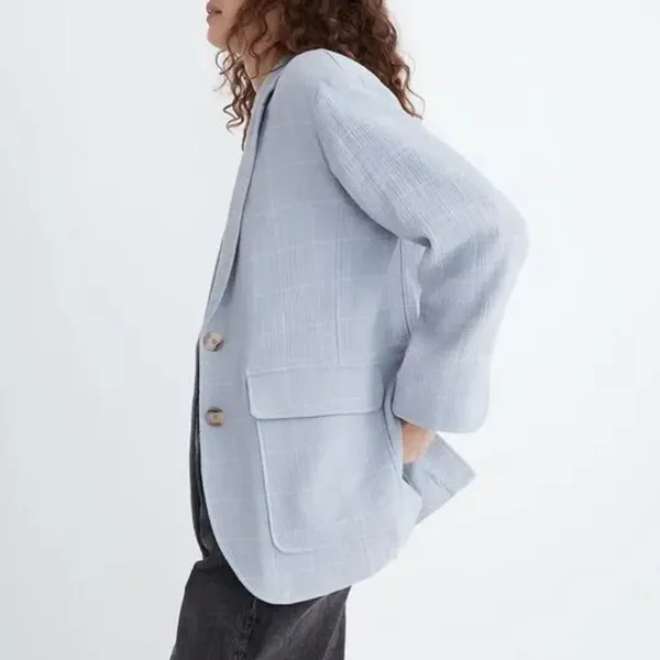 Larsen Linen Blend Relaxed Windowpane Blazer - Image 2