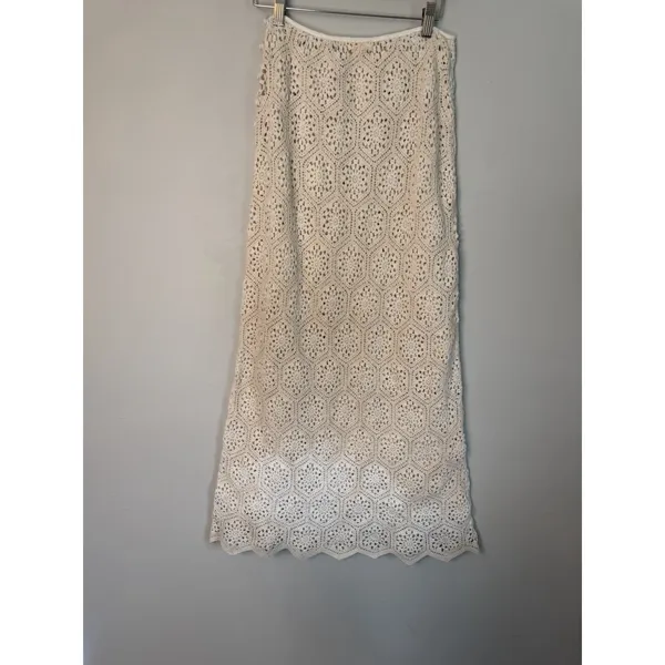 Agua Bendita Crochet Cream Tove Midi Skirt Womens Sz S $240 Swim Cover Up - Image 4