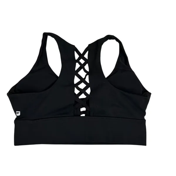 Fabletics Caged Long Black Athletic Strappy Racerback Sports Bra Size Medium - Image 2