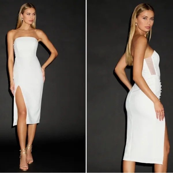 LULUS Bridal Bachelorette Engagement Bridal Shower Sexy Strapless Midi D… - Image 2