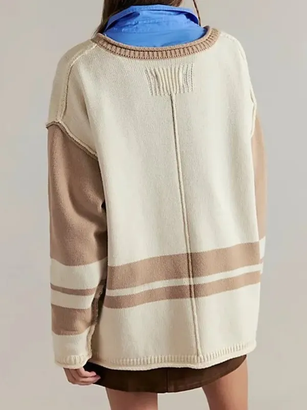 Free People We The Free Ella Colorblock Knit Sweater - Tan Combo - NWT - Image 2