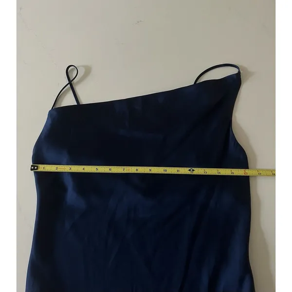Abercrombie & Fitch Slip Dress Women’s Small Navy Satin Asymmetrical Neckline - Image 5
