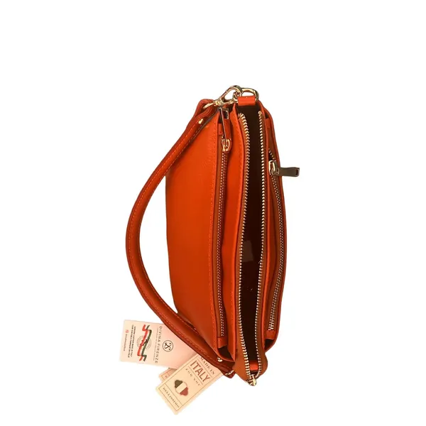 Divina Firenze Italy Lilia Orange Genuine Leather Crossbody Shoulder Purse New - Image 4