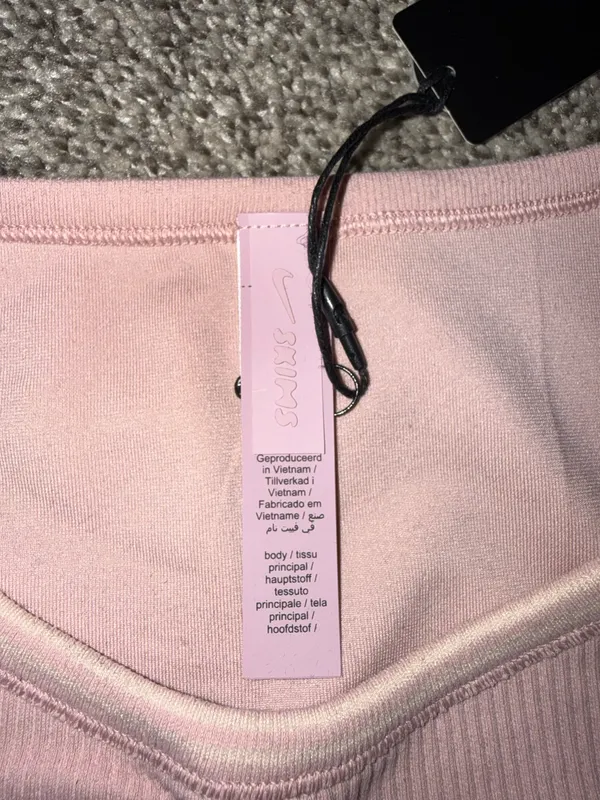 NIKE x SKIMS Ribbed Seamless Racer Front Padded Tank Bra Pink - Image 2