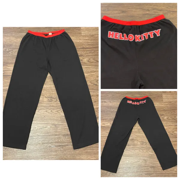 Vintage Sanrio Lounge Pants Black Red White Size Medium - Image 2