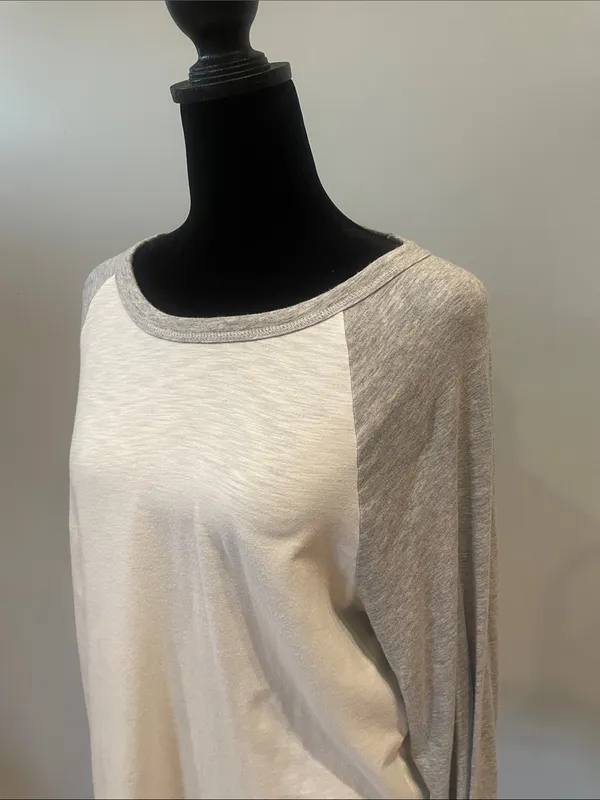 Aero simple white and grey baseball long sleeve tee medium Gray - Image 2