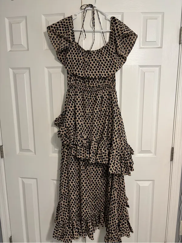 RHODE Resort Polka Dot Print Dress Tan Size L - Image 3
