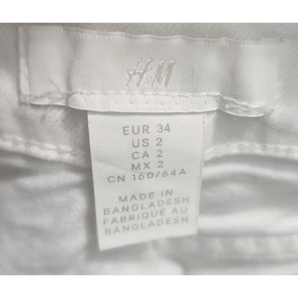 H&M White‎ Distressed Jeans Ripped Knee Casual Denim Pants Size 2 - Image 3