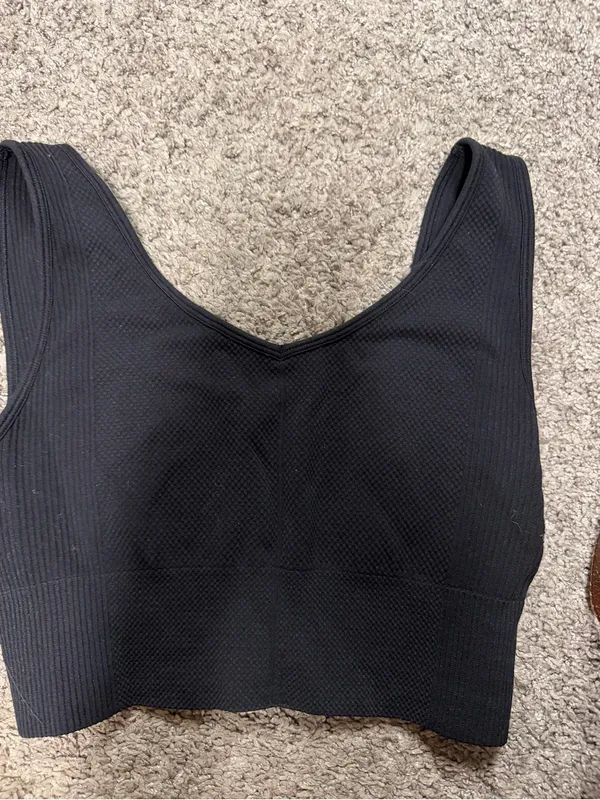 90 Degree By Reflex Black Ribbed Seamless Crop Tank - Image 2