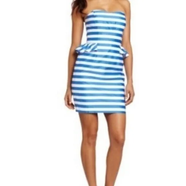 Lilly Pulitzer Pink and White Striped Strapless Mini Dress - Image 2