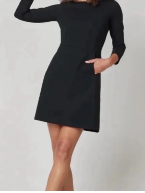 NWT Spanx Black The Perfect Shift Dress 3/4 sleeves A Line LBD Medium - Image 3