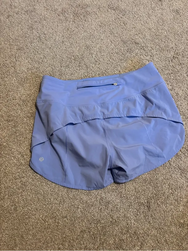 Lululemon Athletica Light Blue/Purple Hydrangea Speed Up MR 4” Lined Shorts - Image 4