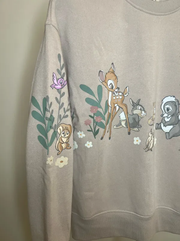 Disney Bambi Sweatshirt XXS Tan‎ Thumper Flower Graphic Crewneck - Image 6