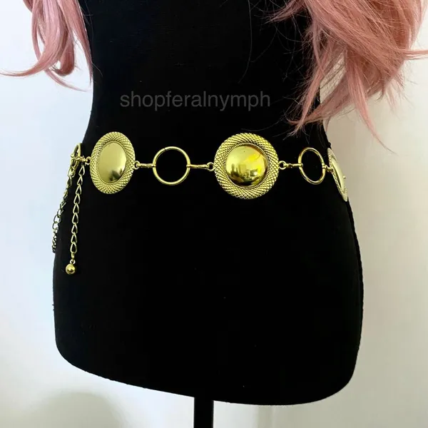 Gold Y2K Textured Domed Disc Chain Belt, Fits 25-43.5 Inches, X7GA1284 - Image 4