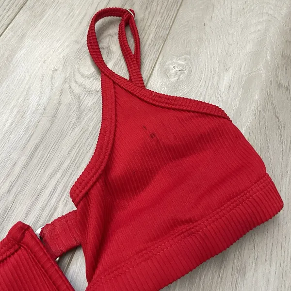 Oneone Swimwear Bikini ribbed jenni v-wire jesse cheeky womens Red (medium) swim - Image 3