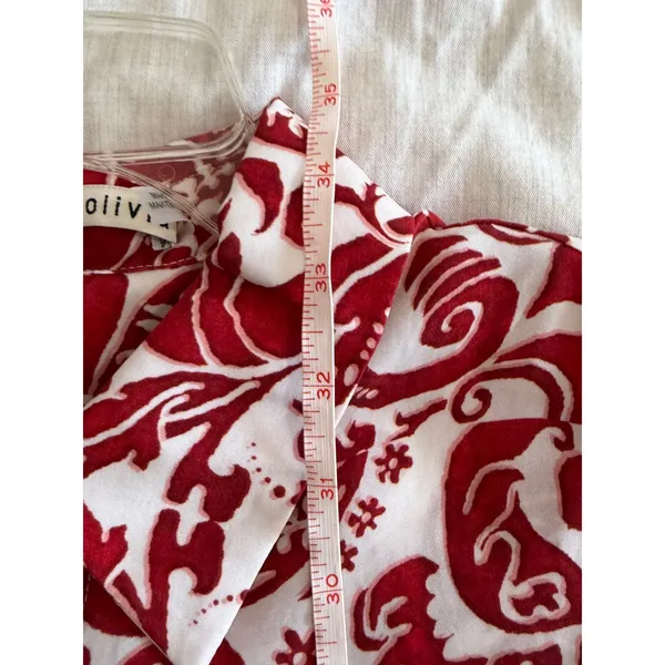 Alice + Olivia Shirt Dress Dress Womens S Red White Damask Flutter Sleeve - Image 4
