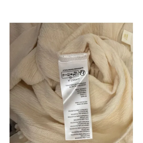 Anthropologie Maeve Textured Long Sheer Sleeve Ivory Top Blouse Feminine Small - Image 6