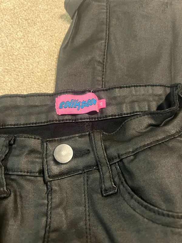 Edikted Black Leather Pants - Image 2