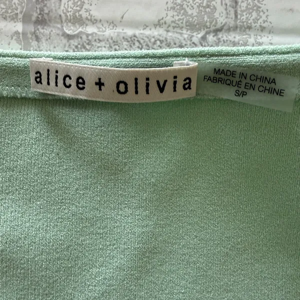 Alice + Olivia Mint Green Square Neck Knit Top Fitted Stretchy Dreamy Feminine S - Image 3