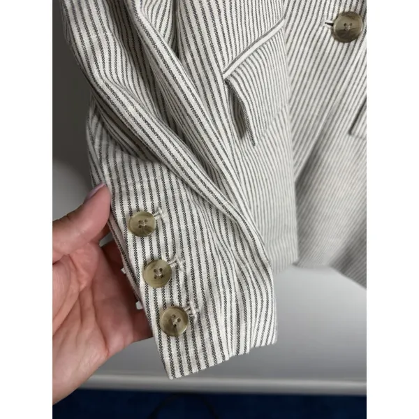 Old Navy‎ Linen Blend Striped Double Breasted Blazer Jacket XXL Work Wear Casual - Image 8