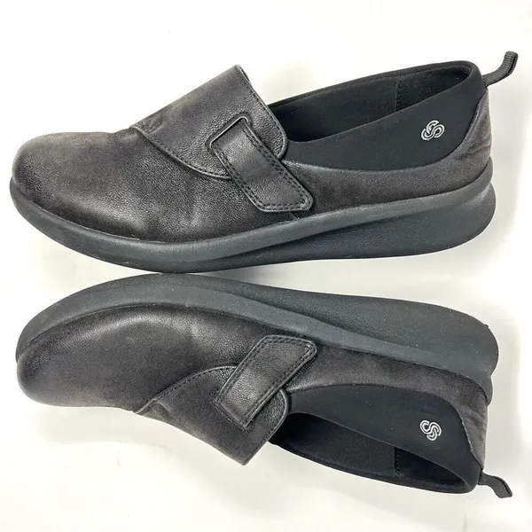 Clarks Cloudsteppers Black Sillian 2.0 Ease Adjustable Strap Slip On Shoes 7.5 - Image 5