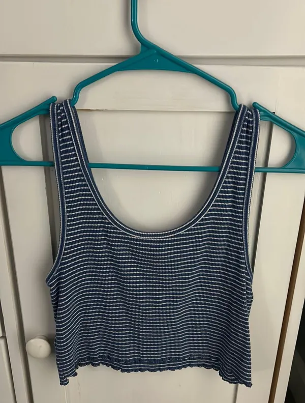 Aerie Blue and White Stripped Croptop - Image 3